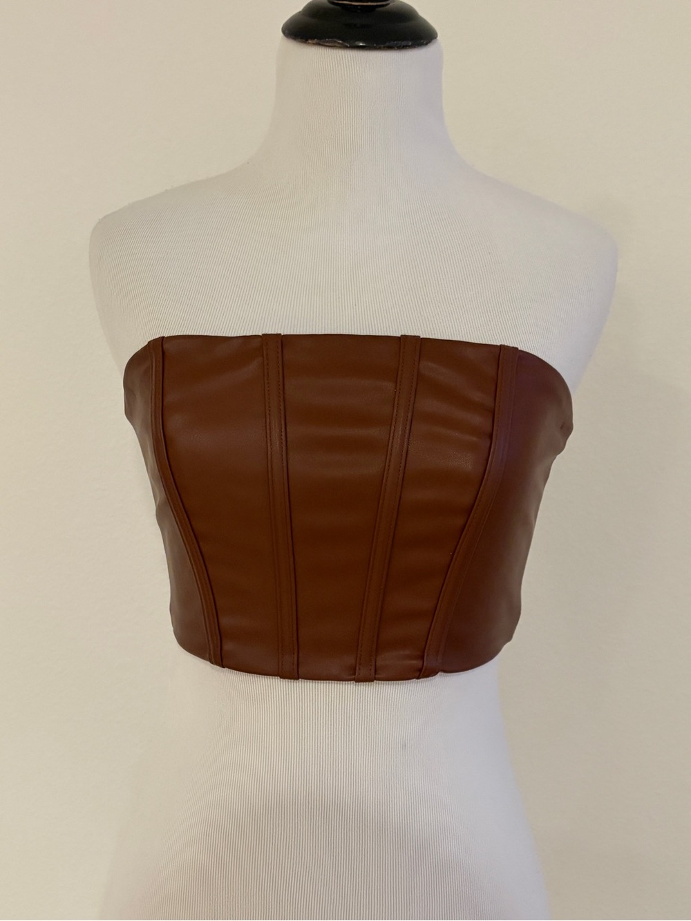 Princess Polly Brown Vegan Leather Strapless Corset